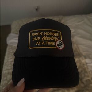 Black Trucker Hat with Yellow Embroidery